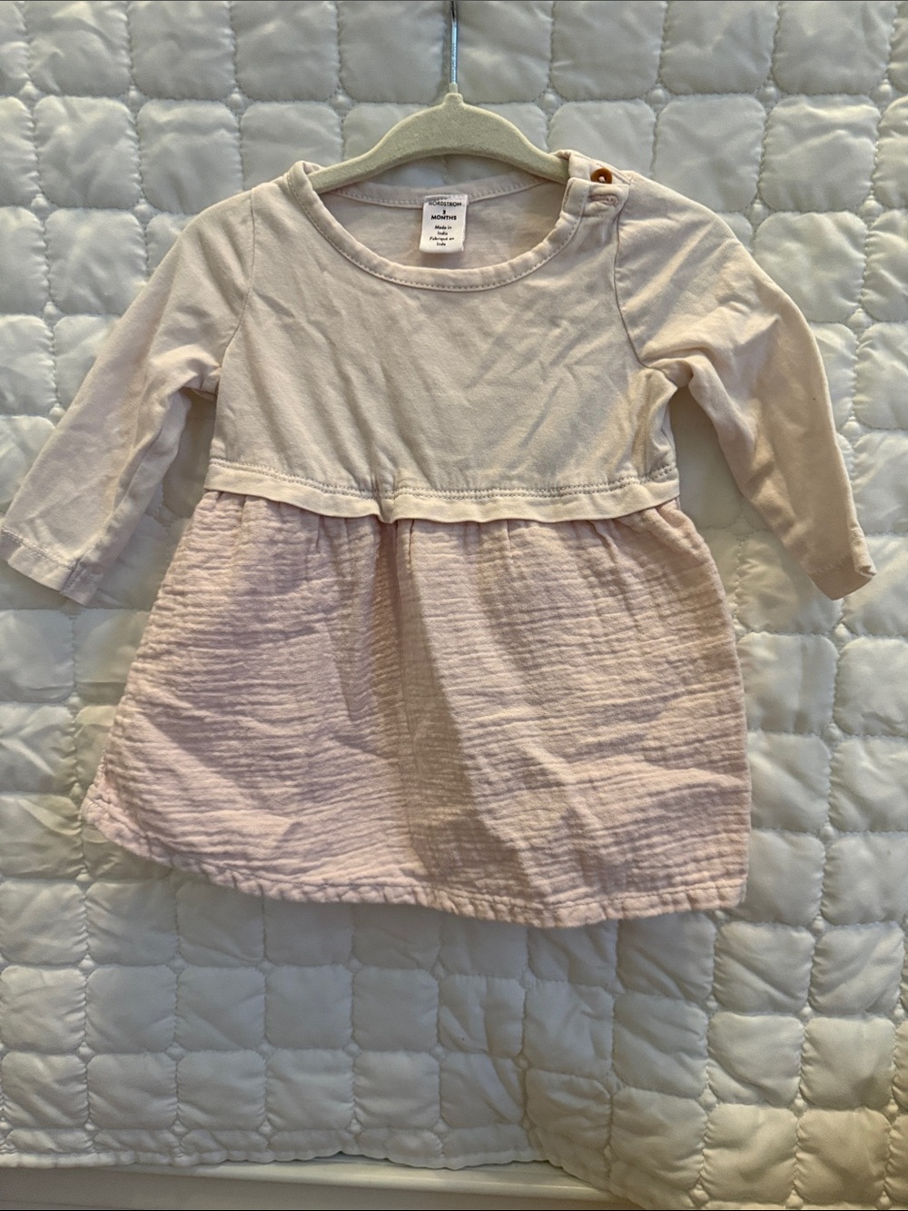 Nordstrom Soft Pink Two-Tone Long-Sleeve Dress with Bloomers